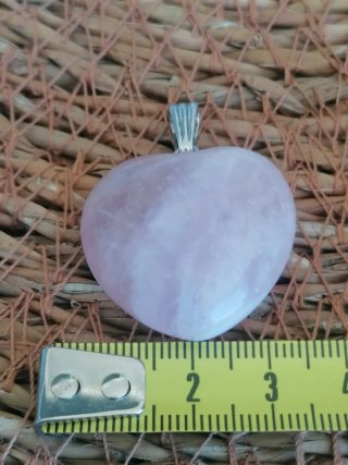 Colgante Corazón Cuarzo Rosa Plata
