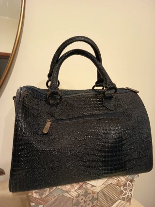 Borsa ecopelle nera e blu