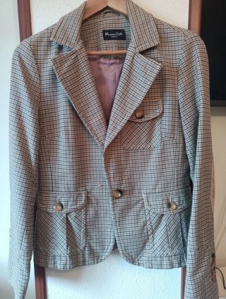 Blazer Massimo Dutti cuadros beige