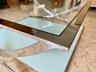 Mesa de centro cristal y metal