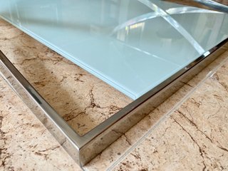 Mesa de centro cristal y metal