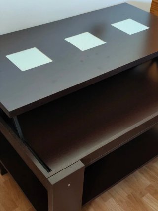 Mesa de salón madera y cristal