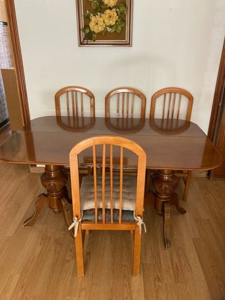 Mesa extensible madera con 4 silla Madera maziza