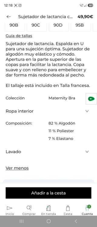 Sujetador lactancia Dim 95C negro