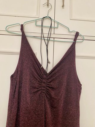 Vestido largo brillante morado/rojo