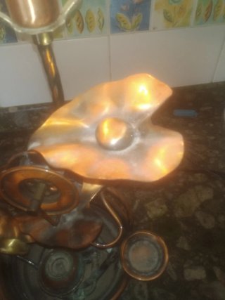 Lámpara fuente cobre y cristal