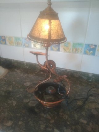 Lámpara fuente cobre y cristal