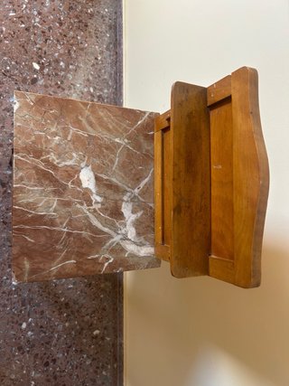 Mesita auxiliar vintage de madera con mármol