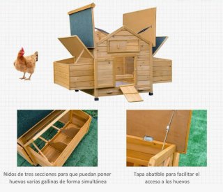 Conjunto Gallinero Madera y Voladero Metálico