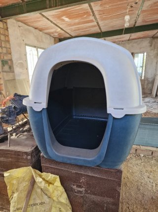 Caseta Perro Grande Beige y Azul