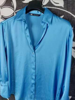 Camicia Zara Raso Azzurra Tg. M