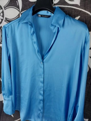 Camicia Zara Raso Azzurra Tg. M
