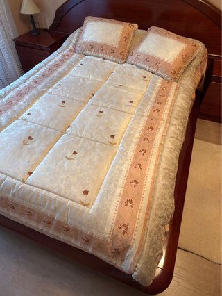 Estructura Cama madera maciza, Cabecero y Colchón