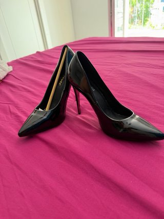 Zapatos Salón Stiletto Charol Negro Tacon Aguja