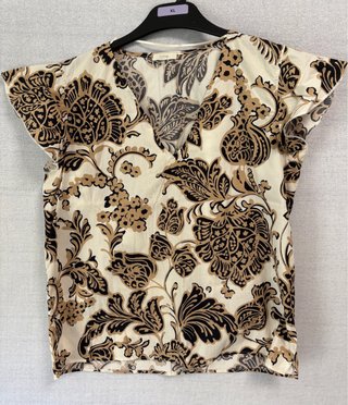 Blusa OLTRE floral beige y marrón Talla XL