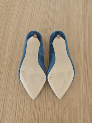 Zapatos tacón terciopelo azul Zara Basic 37