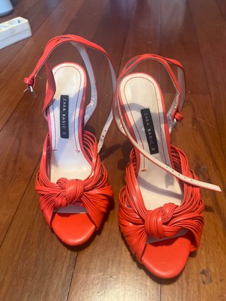 Sandalias Zara Tacon Naranja Talla 38