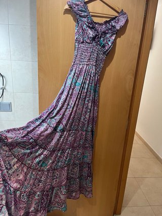 Vestido largo estampado mujer