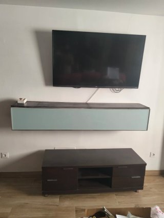 Mueble Salón Madera y Cristal