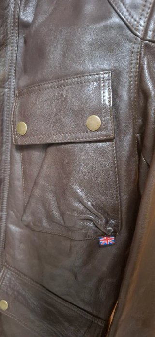 Giacca Belstaff Vera Pelle Marrone Senza Cintura