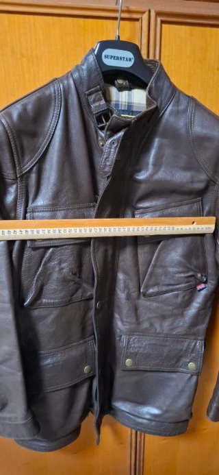Giacca Belstaff Vera Pelle Marrone Senza Cintura