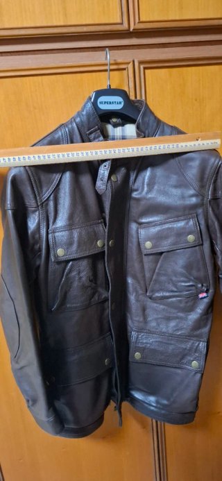 Giacca Belstaff Vera Pelle Marrone Senza Cintura
