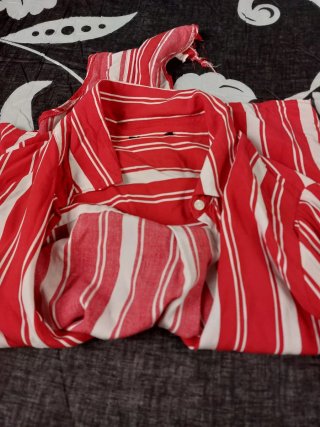 Camicia Crop  a Righe Rossa e Bianca