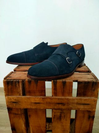 Loake 1880 Cannon Monk Strap Azul Marino