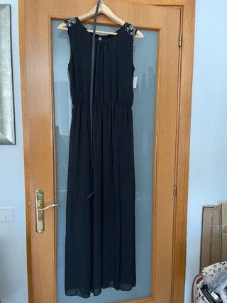 Vestido negro M con cinturón