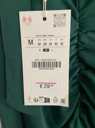 Vestido largo Zara verde oscuro