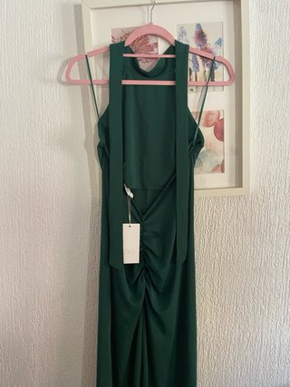 Vestido largo Zara verde oscuro