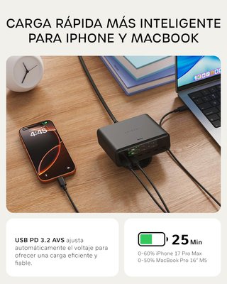 Cargador GaN 240W Satechi ChargeView Pantalla LCD