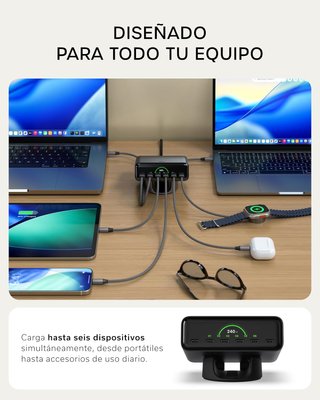 Cargador GaN 240W Satechi ChargeView Pantalla LCD