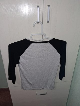 Camiseta gris y negra de media manga