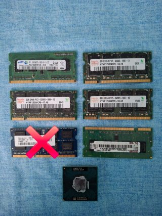 Lote Memoria RAM y Procesador Intel