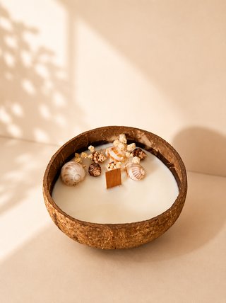 Vela artesanal perfumada com base em coco