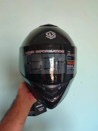 Casco Moto Integral Talla L Negro Pintura Carbono