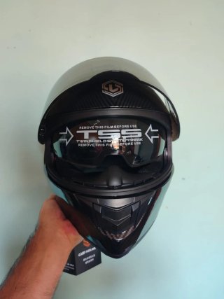 Casco Moto Integral Talla L Negro Pintura Carbono