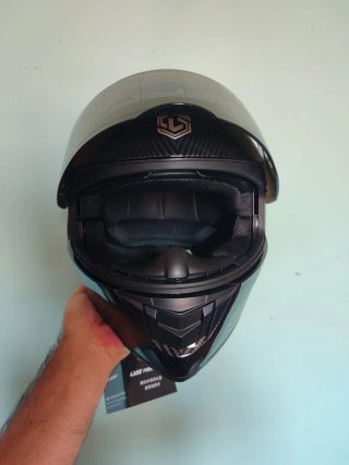 Casco Moto Integral Talla L Negro Pintura Carbono