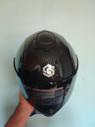 Casco Moto Integral Talla L Negro Pintura Carbono