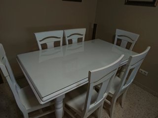 Mesa Comedor Blanca y 6 Sillas