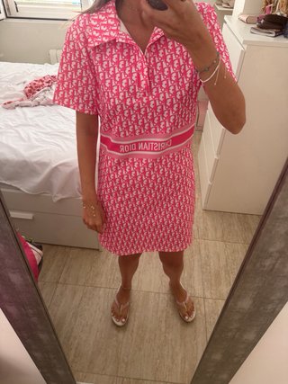 Vestido Christian Dior Rosa y Blanco