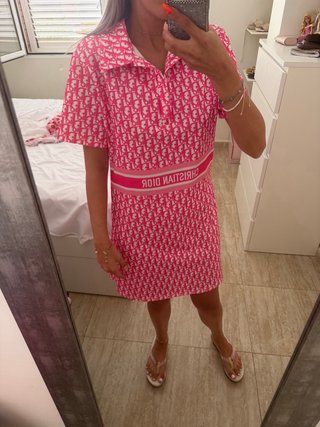Vestido Christian Dior Rosa y Blanco
