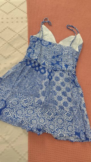 Mono corto tirantes estampado azul y blanco