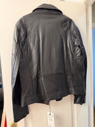 Cazadora Zara Cuero Negra Cremalleras