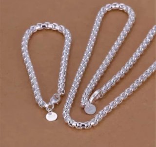 Set gioielli in argento con catena e bracciale