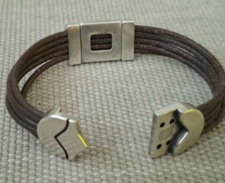 Pulsera Cuero y Zamak Plata Nudo Celta