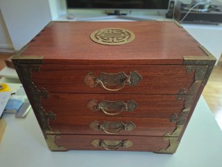 Joyero Oriental Madera y Latón 4 Cajones