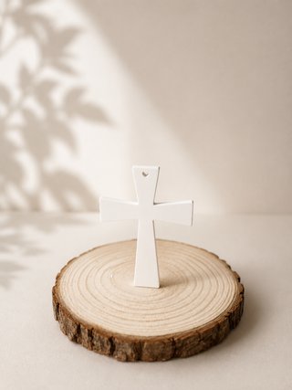 Cruz em gesso perfumado branca