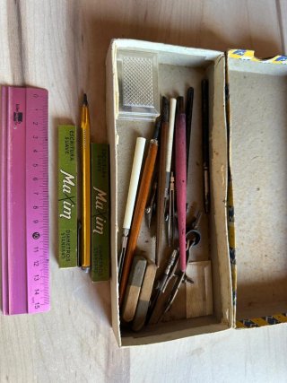 Lote antiguo escritura y dibujo técnico